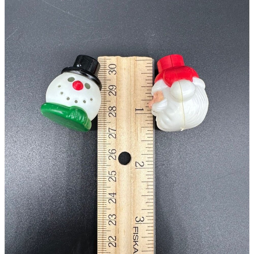 Vintage Christmas Light Covers Santa Claus Snowman Plastic Kitschy Decorations - Picture 9 of 9